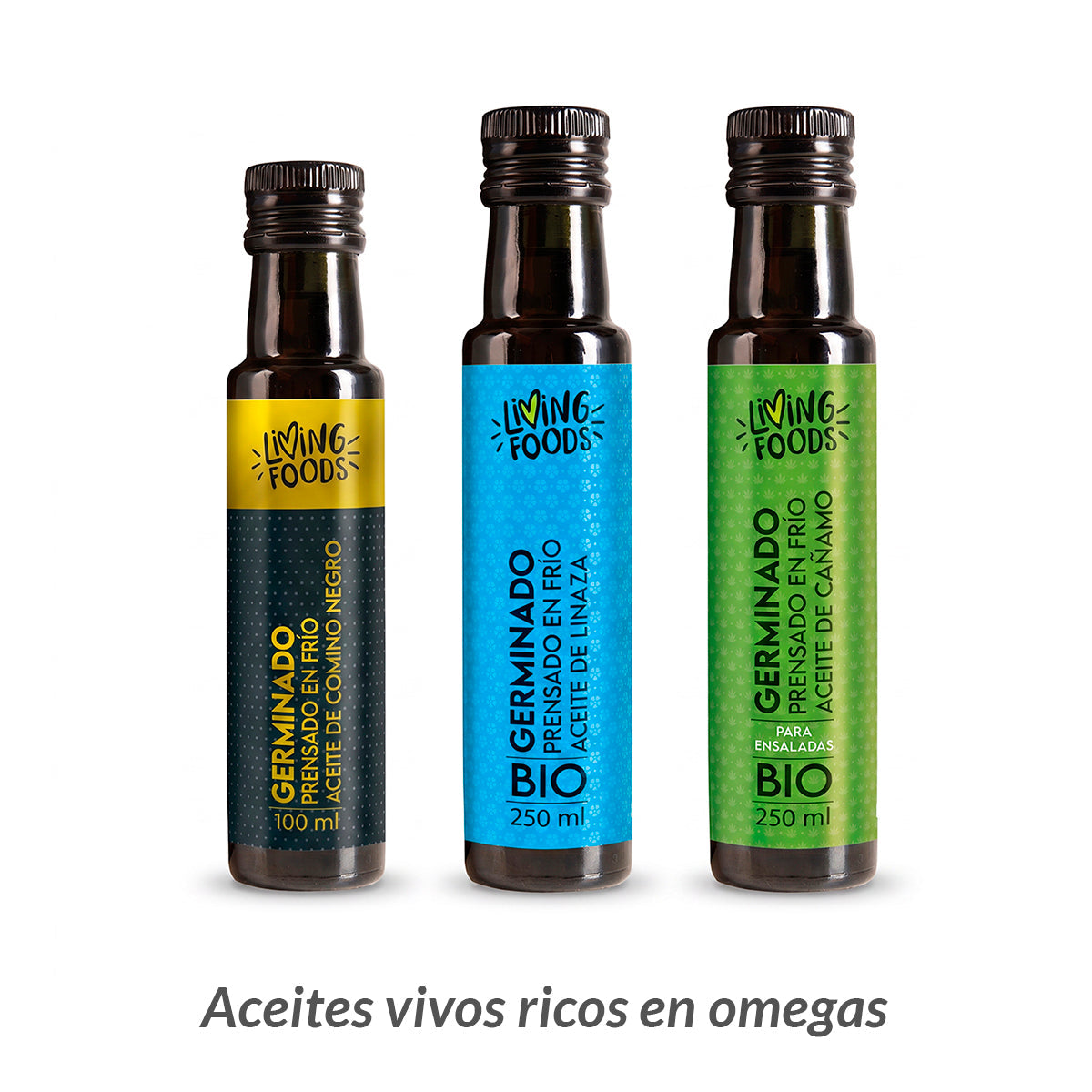 Aceites ecológicos prensados en frío y germinados de Living Foods.