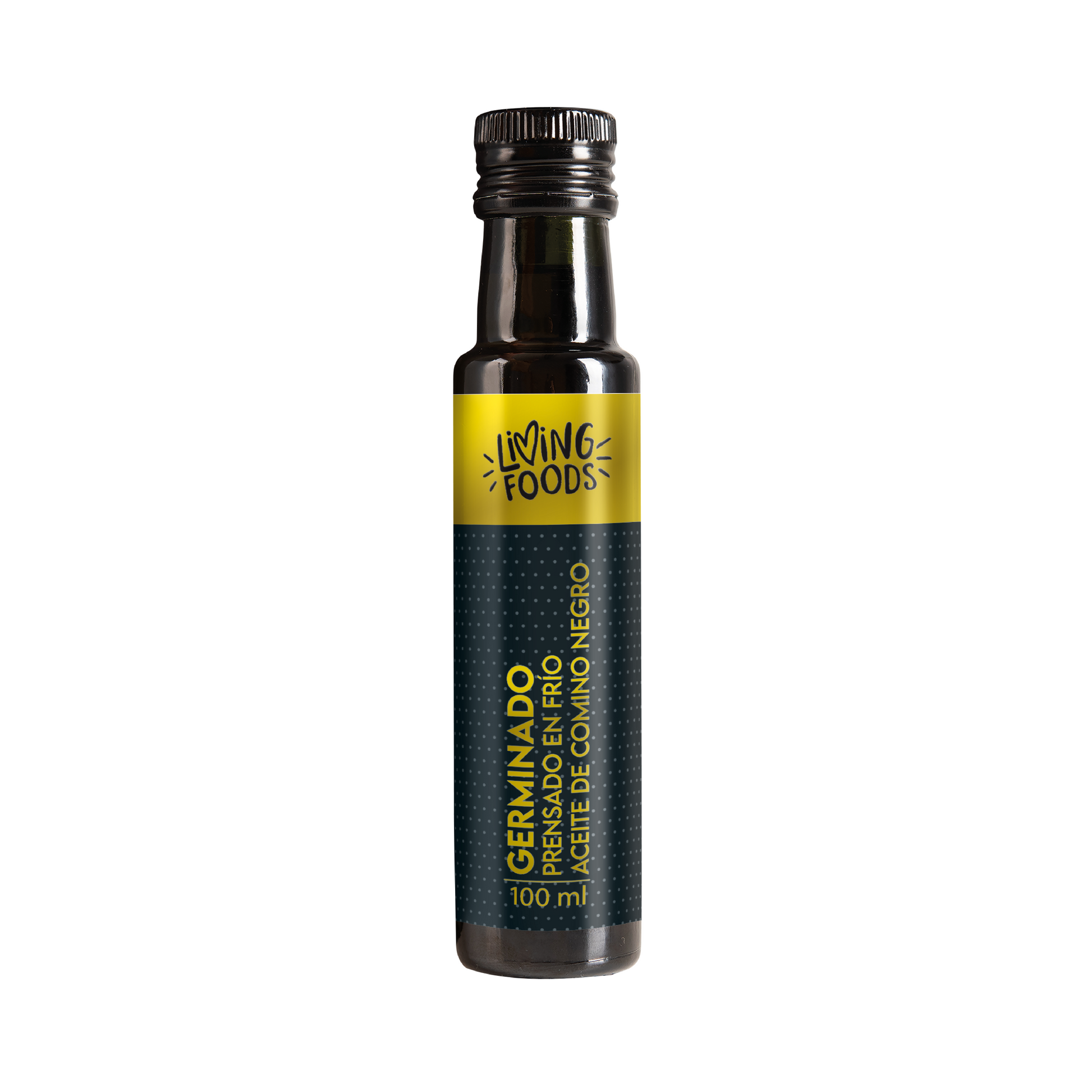 Aceite de comino negro germinado ecológico prensado en frío de Living Foods, elaborado con Nigella Sativa.