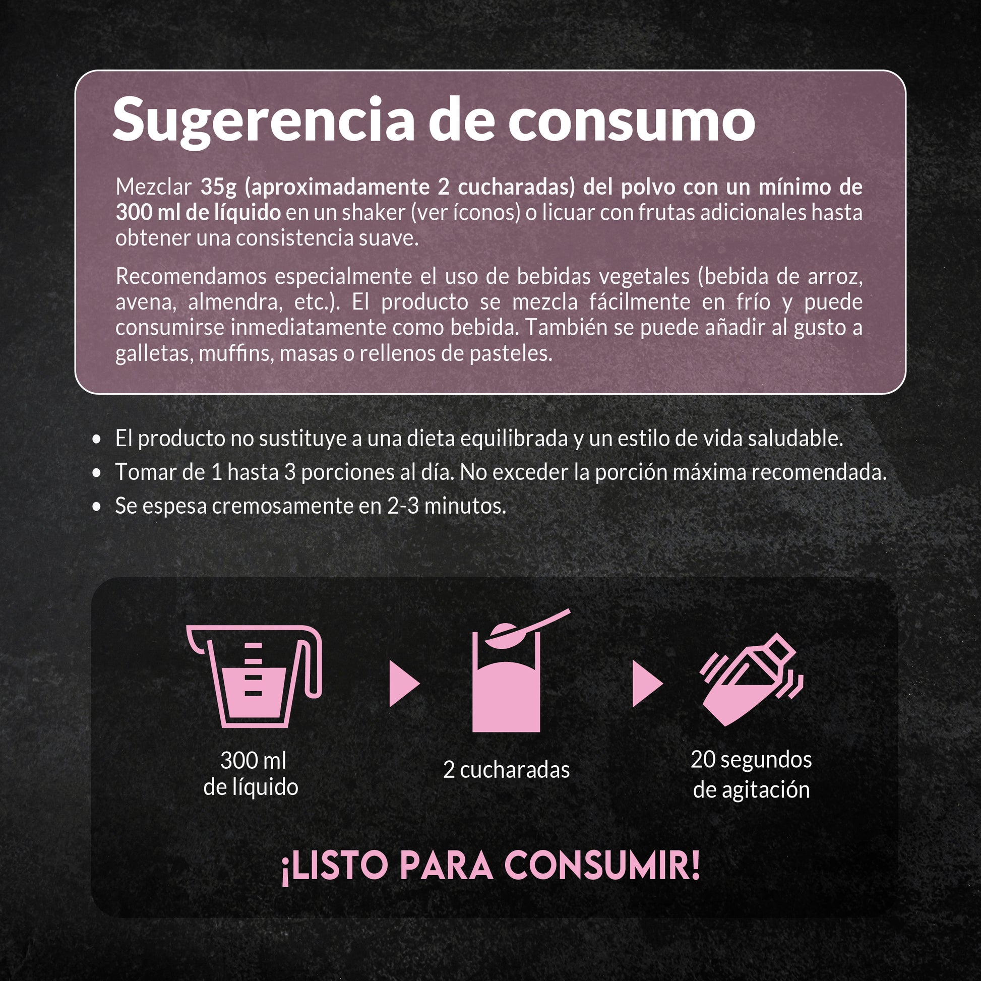 Sugerencias de uso de la proteína vegana Sport sabor fresa Living Foods.