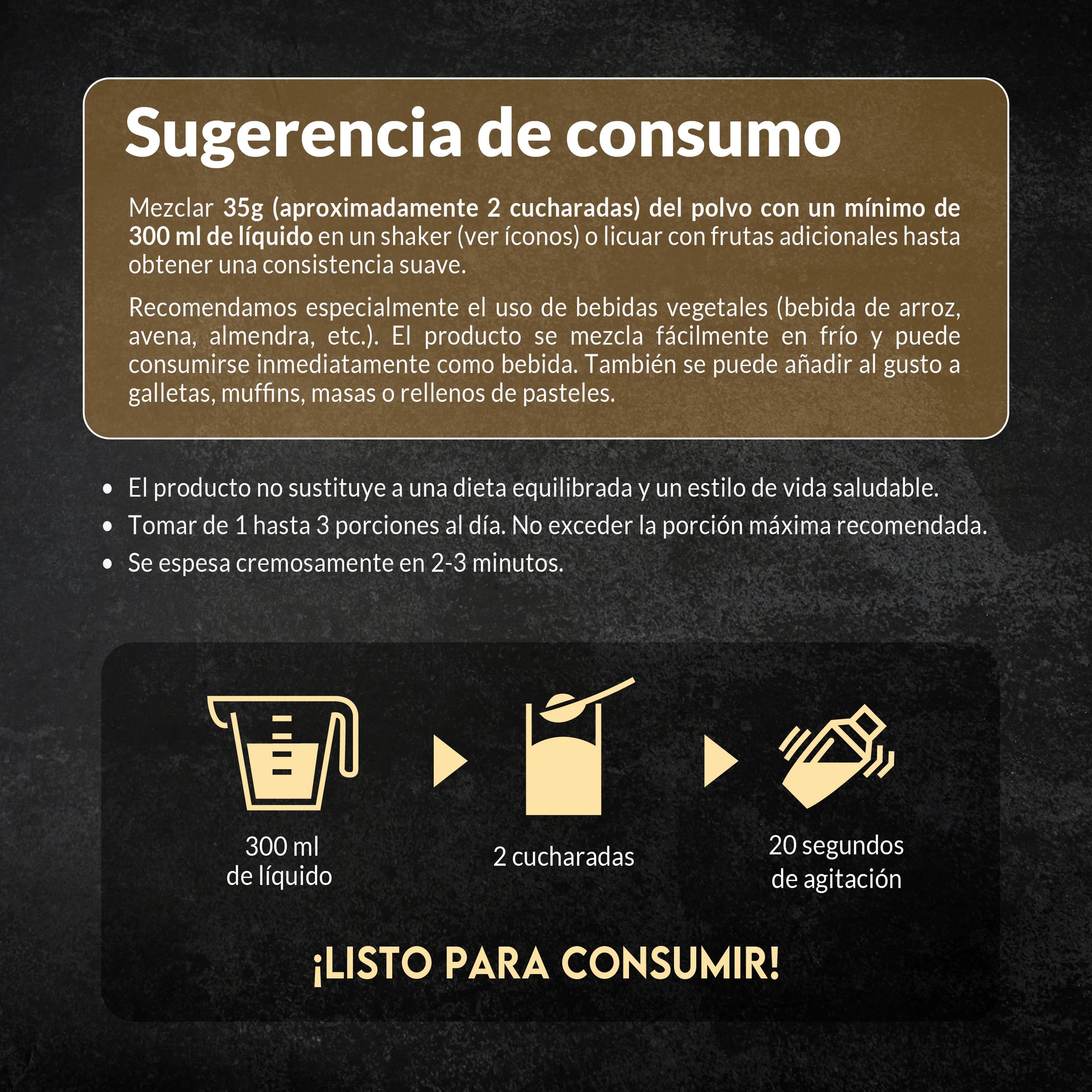 Sugerencias de uso de la proteína vegana Sport sabor vainilla Living Foods.